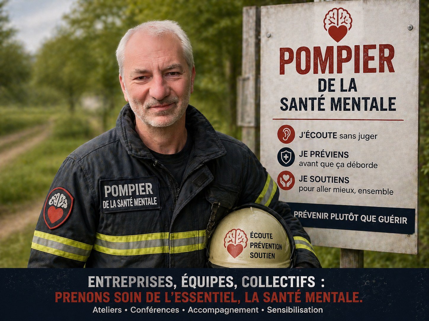 Kristof Morin en « pompier de la santé mentale » : écoute, prévention, soutien.